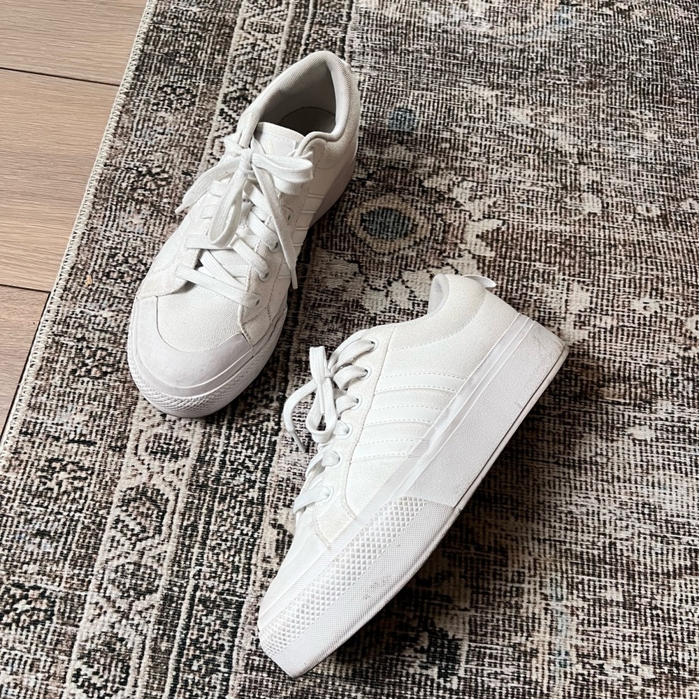 All White Platform Adidas Sneakers